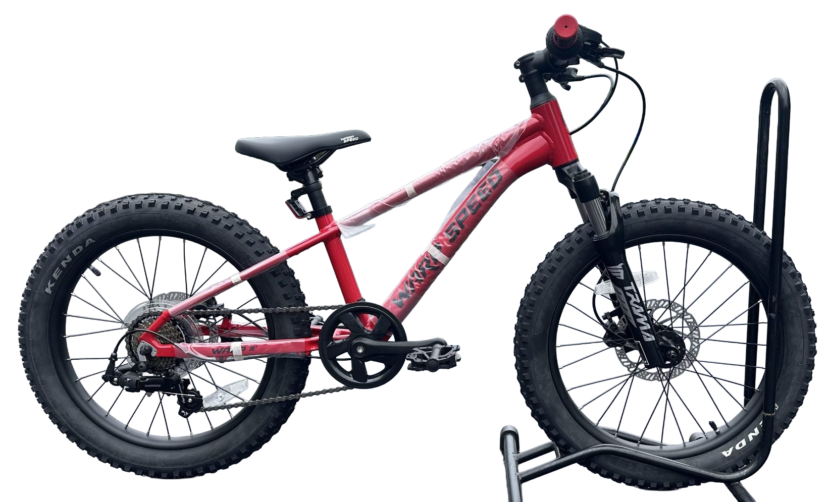 AB Bikes Kids Bikes 20inch Wrap Mountain bike in red – side view