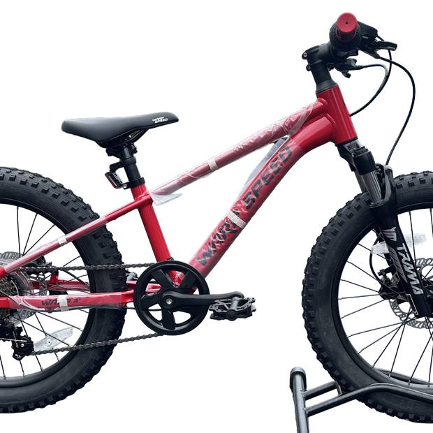 AB Bikes Kids Bikes 20inch Wrap Mountain bike in red – side view