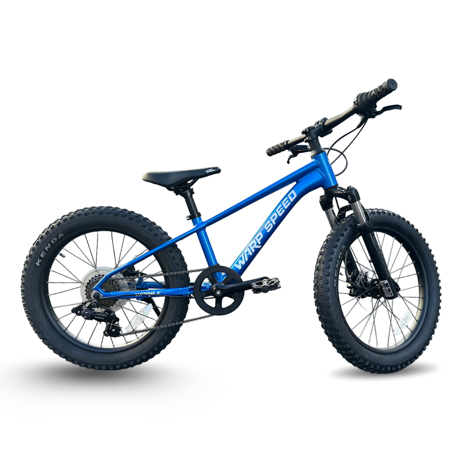 AB Bikes Kids Bikes 20inch Wrap Mountain bike in blue – side view