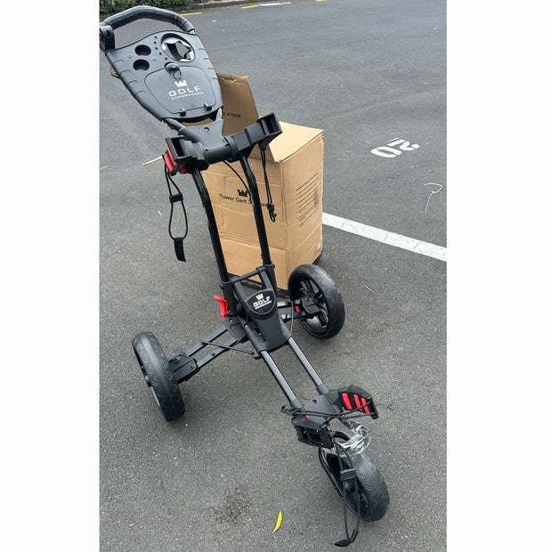 Golf COPENHAGEN Golf Trundler Foldable Golf Push Cart 3-Wheel Golf Trolley BK