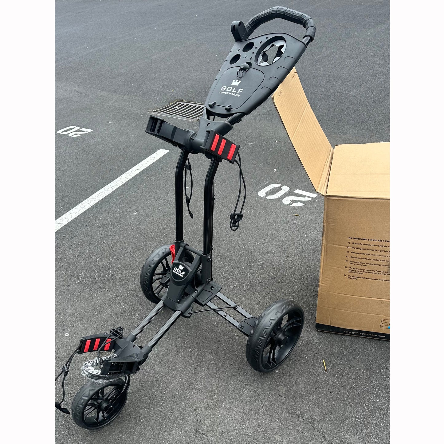 Golf COPENHAGEN Golf Trundler Foldable Golf Push Cart 3-Wheel Golf Trolley BK