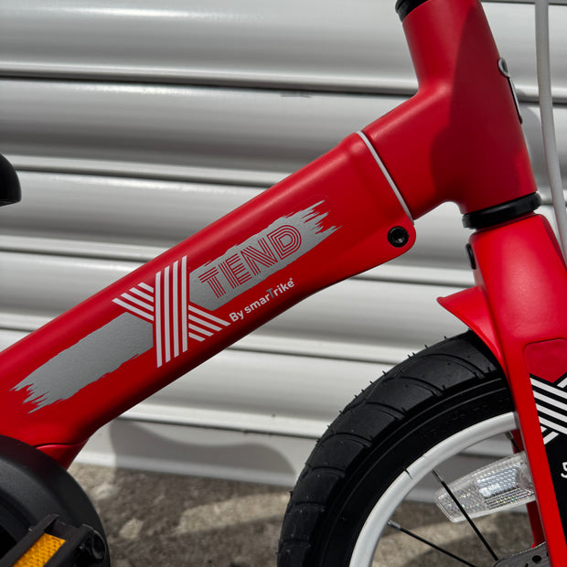 AB Bikes Kids Bikes XTend in red – top tube view