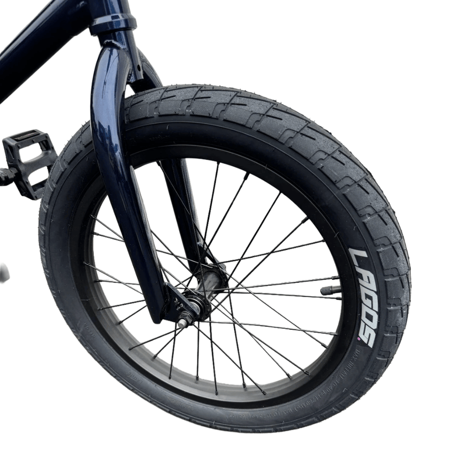 AB Bikes BMX GustaBMX in black – front wheel view