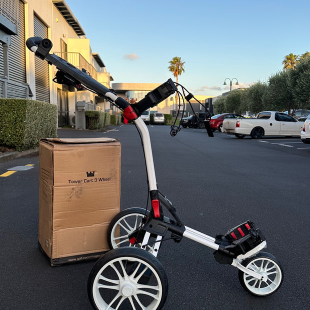 Golf COPENHAGEN Golf Trundler Foldable Golf Push Cart 3-Wheel Golf Trolley BK