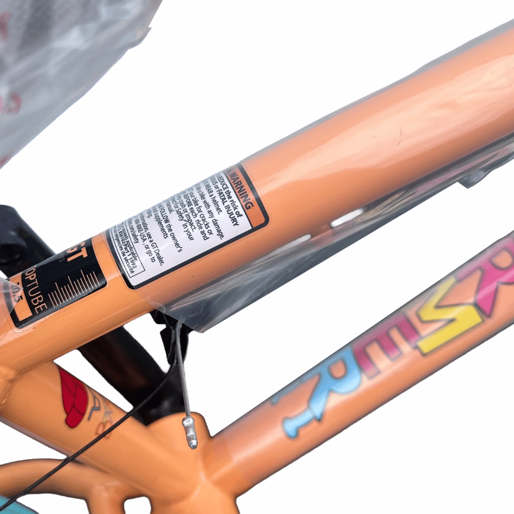 AB Bikes BMX GT Performer PCH in orange – top tube view