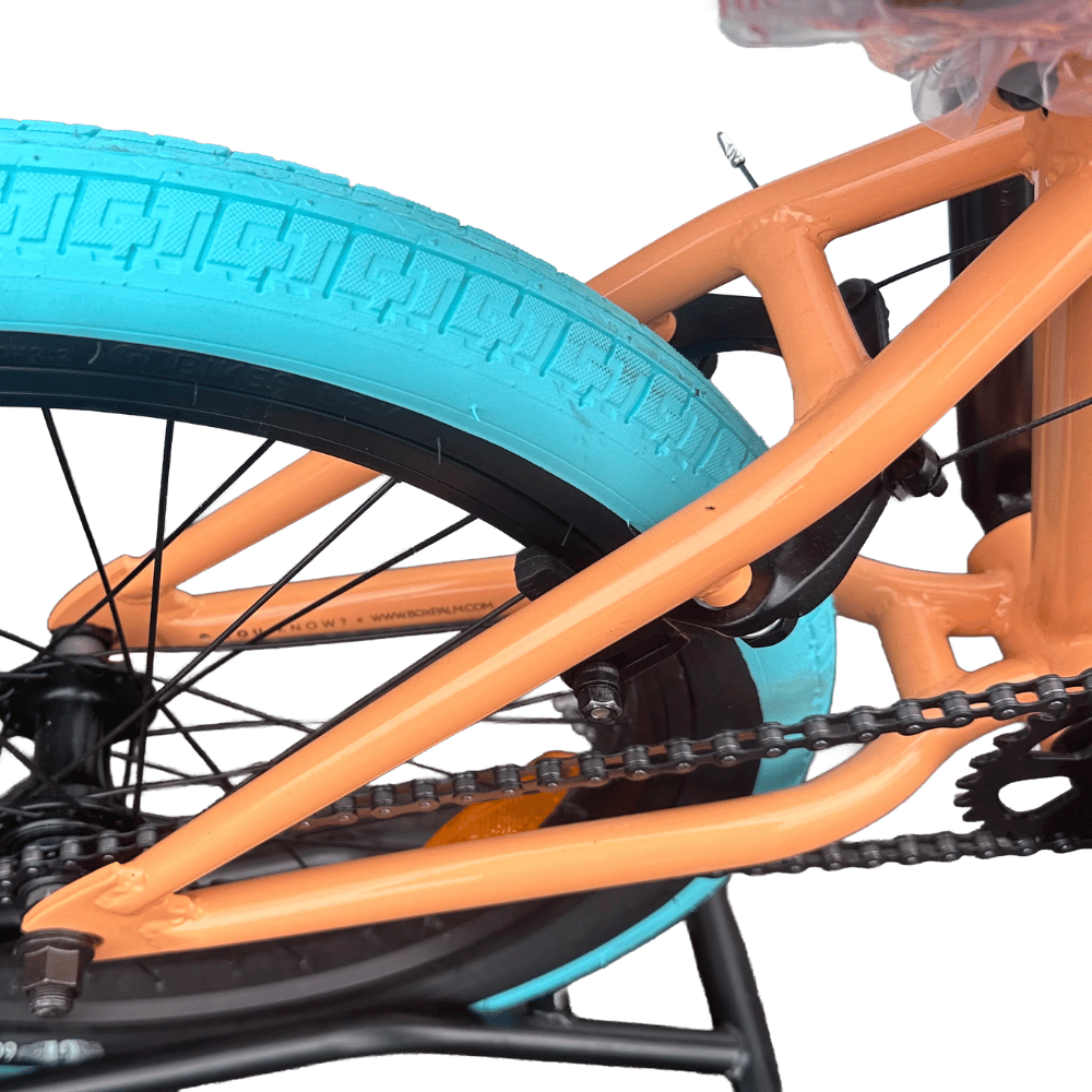 AB Bikes BMX GT Performer PCH in orange – rear wheel view