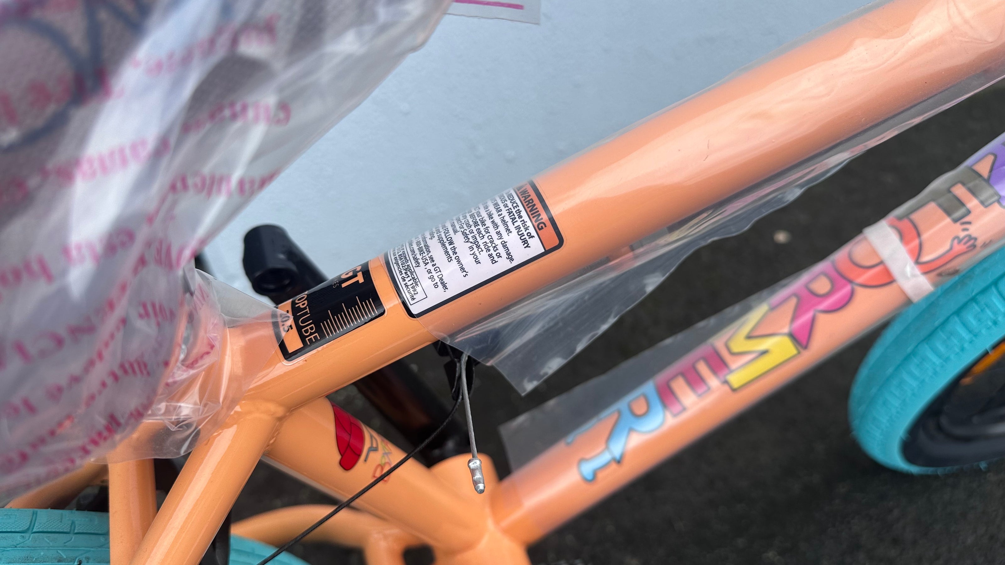 AB Bikes BMX GT Performer PCH in orange – top tube view