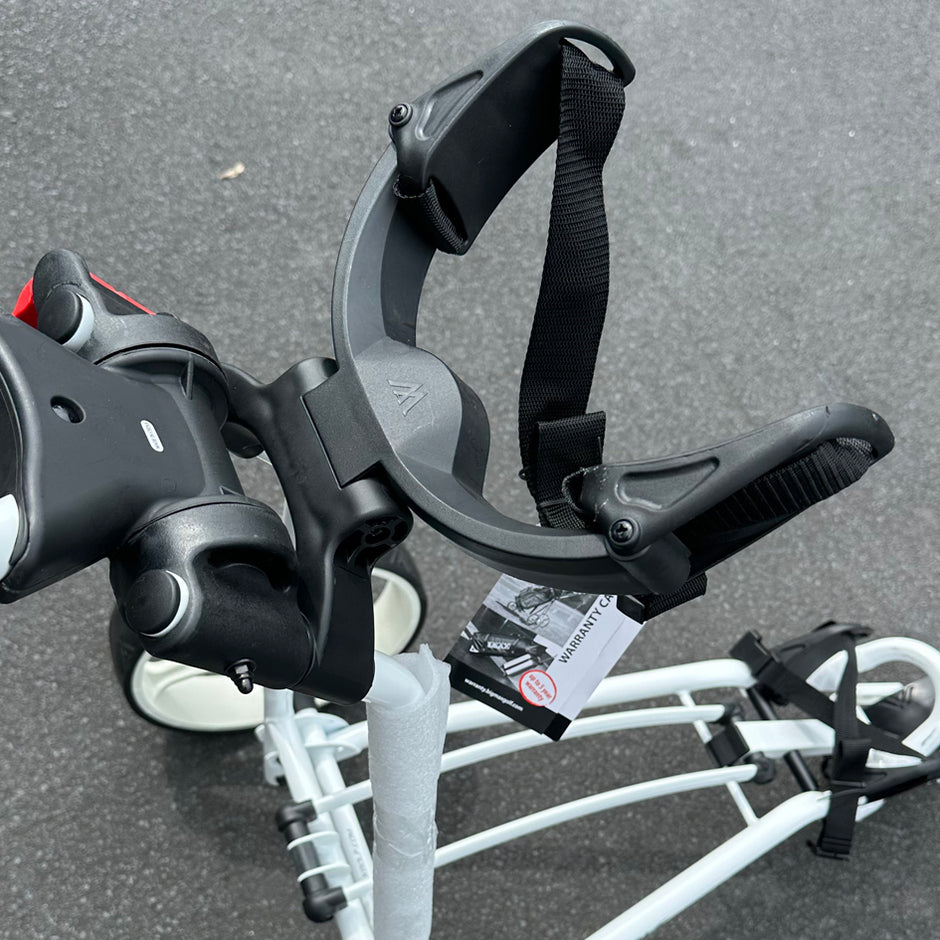 AB Bikes Golf Trundler Big Max Autofold+ in white – golf club holder view