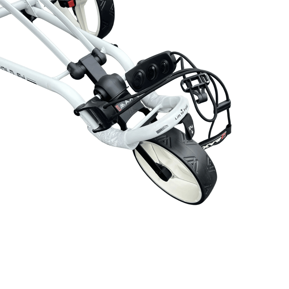 AB Bikes Golf Trundler BigMax Autofold FF in white – front wheel view