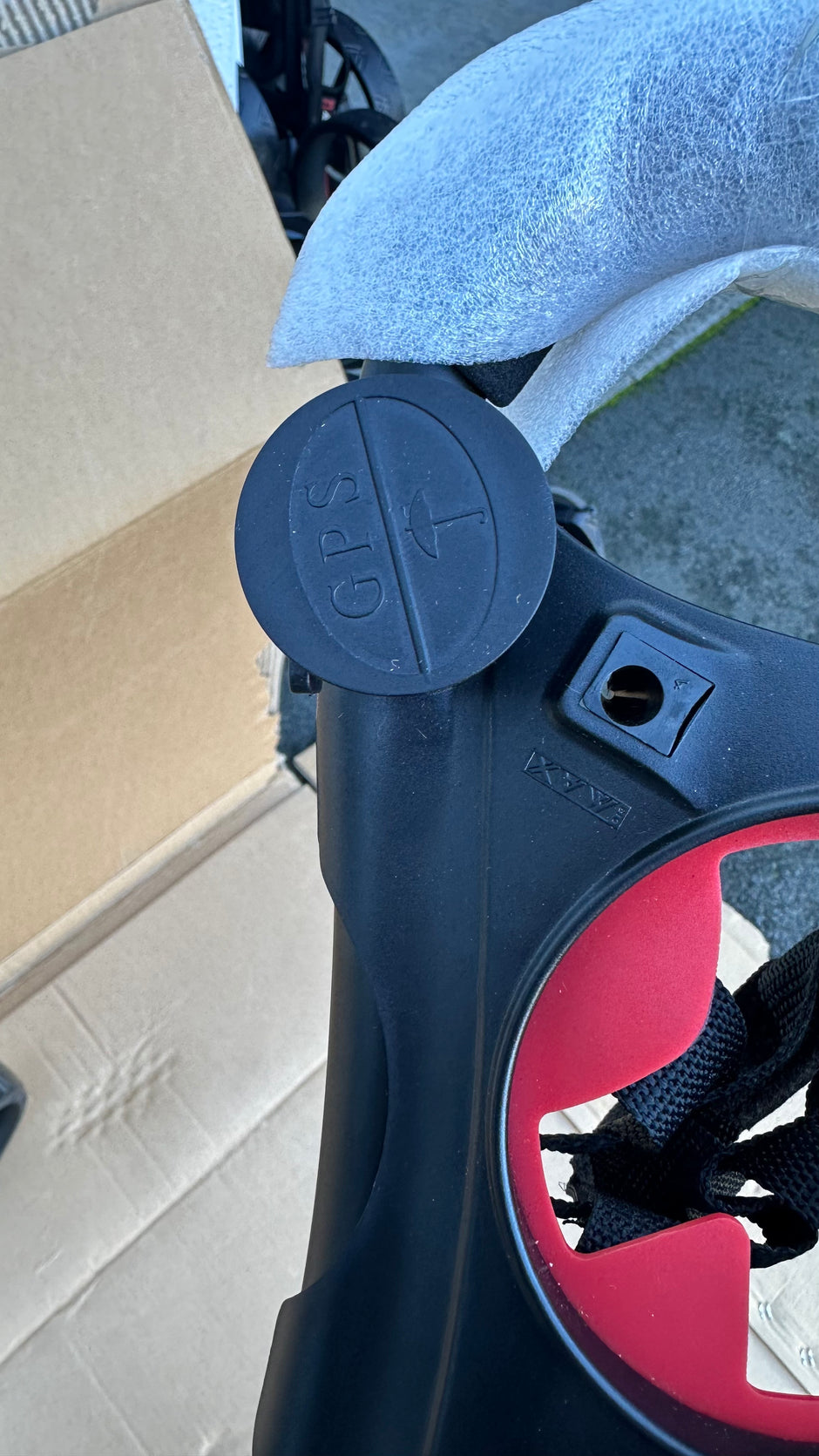 AB Bikes Golf Trundler Big Max Blade IQ in black – umbrella holder view