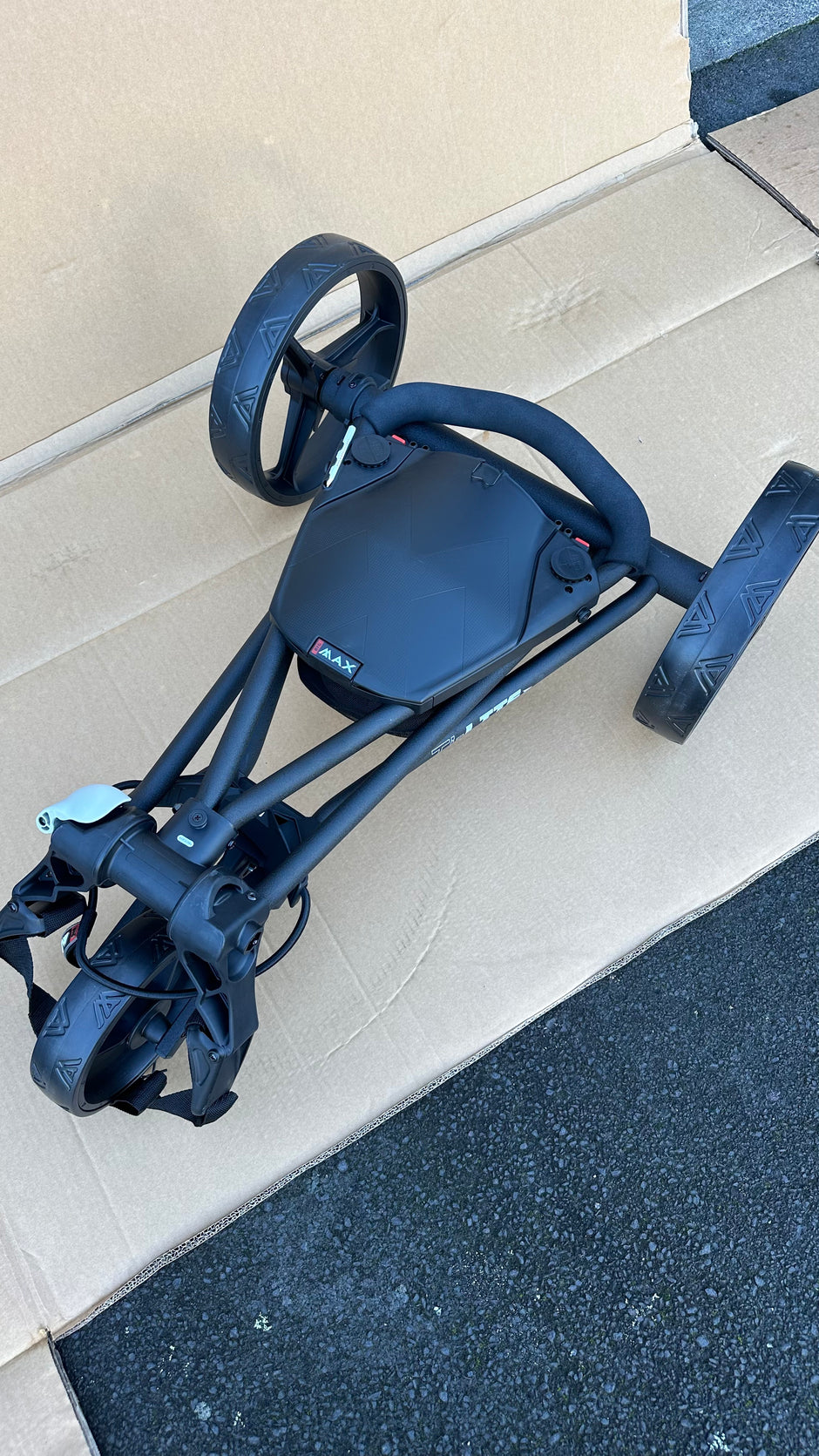 AB Bikes Golf Trundler Big Max Ti Lite in black – folding top view