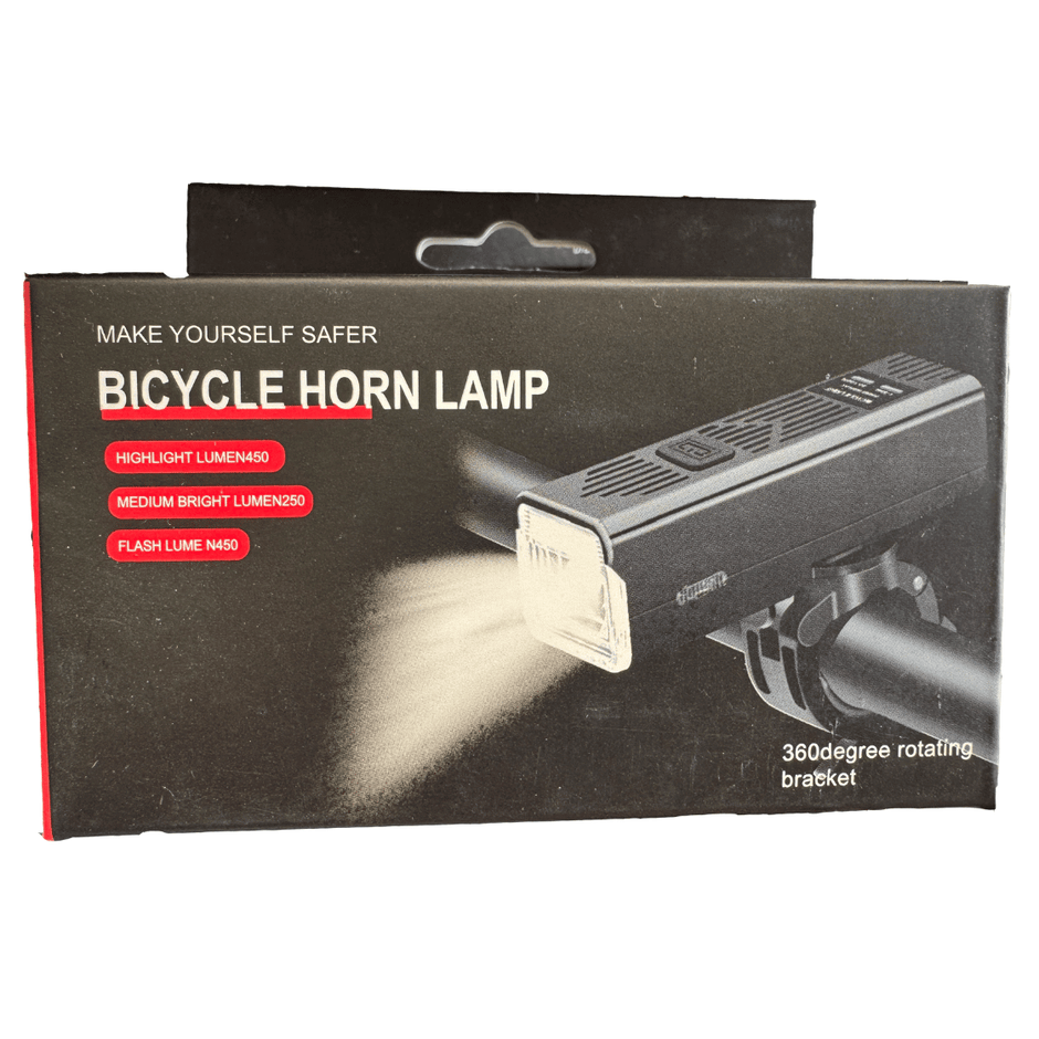 AB Bikes Accessories Bike Light with Horn in black – in box view