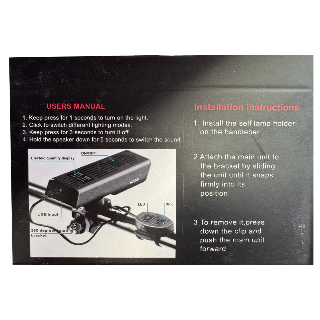 AB Bikes Accessories Bike Light with Horn in black – instruction view