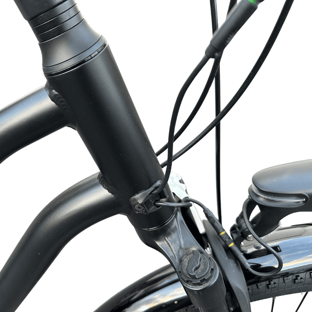 AB Bikes Electric Assist Bike S1 Dual Torque Sensor in black – head tube view