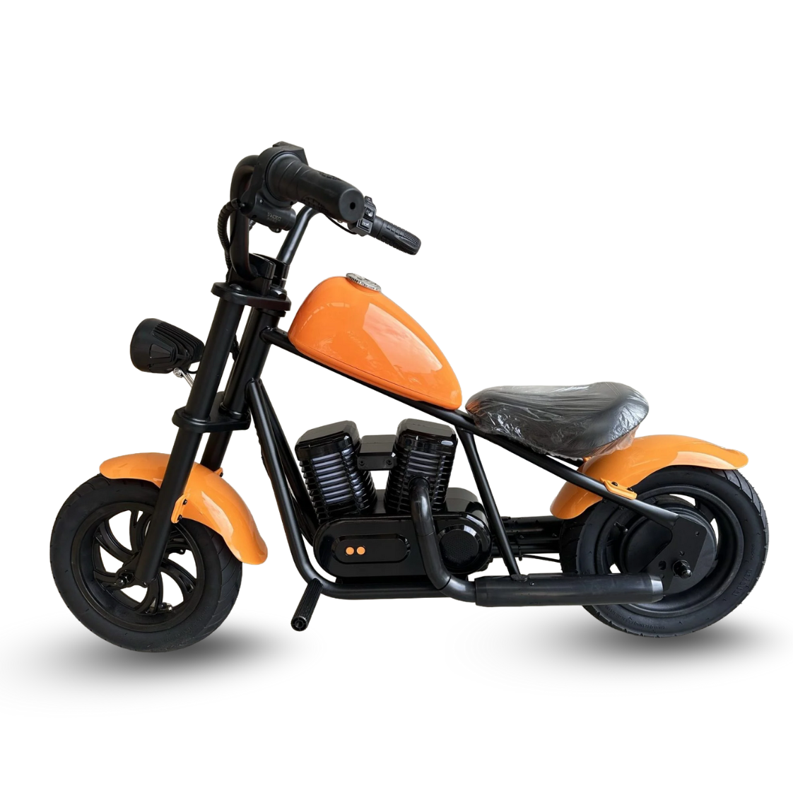 AB Bikes Kid Bike Electric Kids Bike in orange – side view
