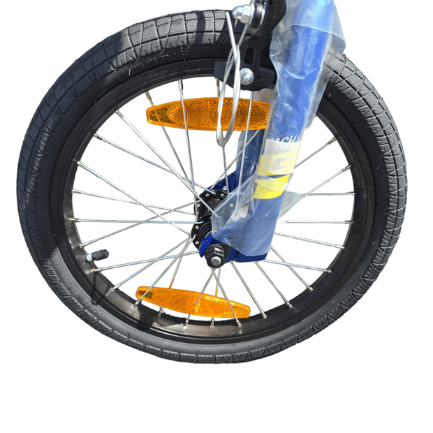 AB Bikes BMX Bike GT 16" Mach One in blue – front wheel view