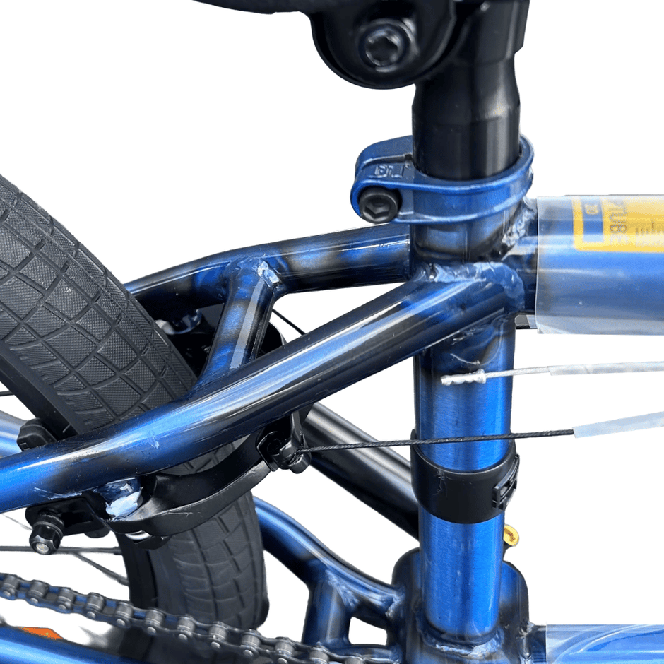 AB Bikes BMX GT Slammer in blue – rear wheel view