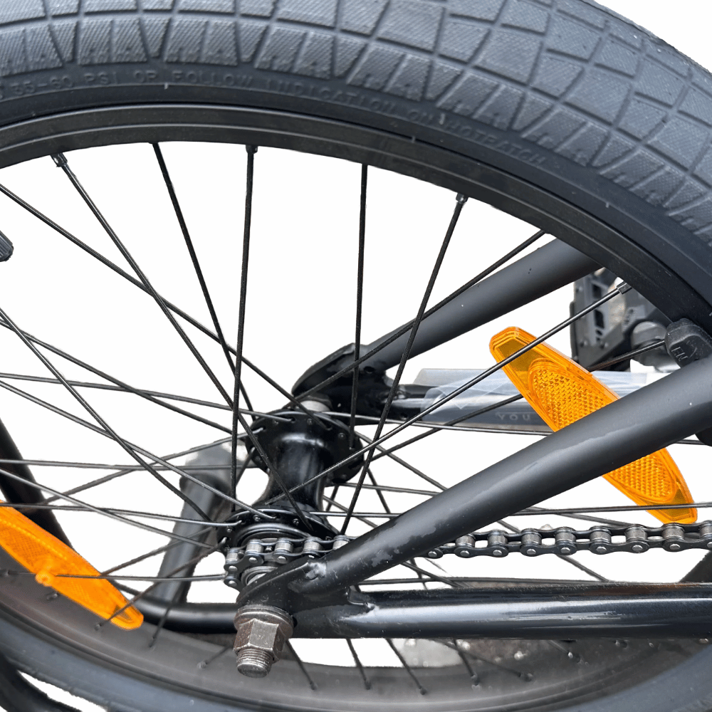 AB Bikes BMX Slammer BLK in black – rear wheel view