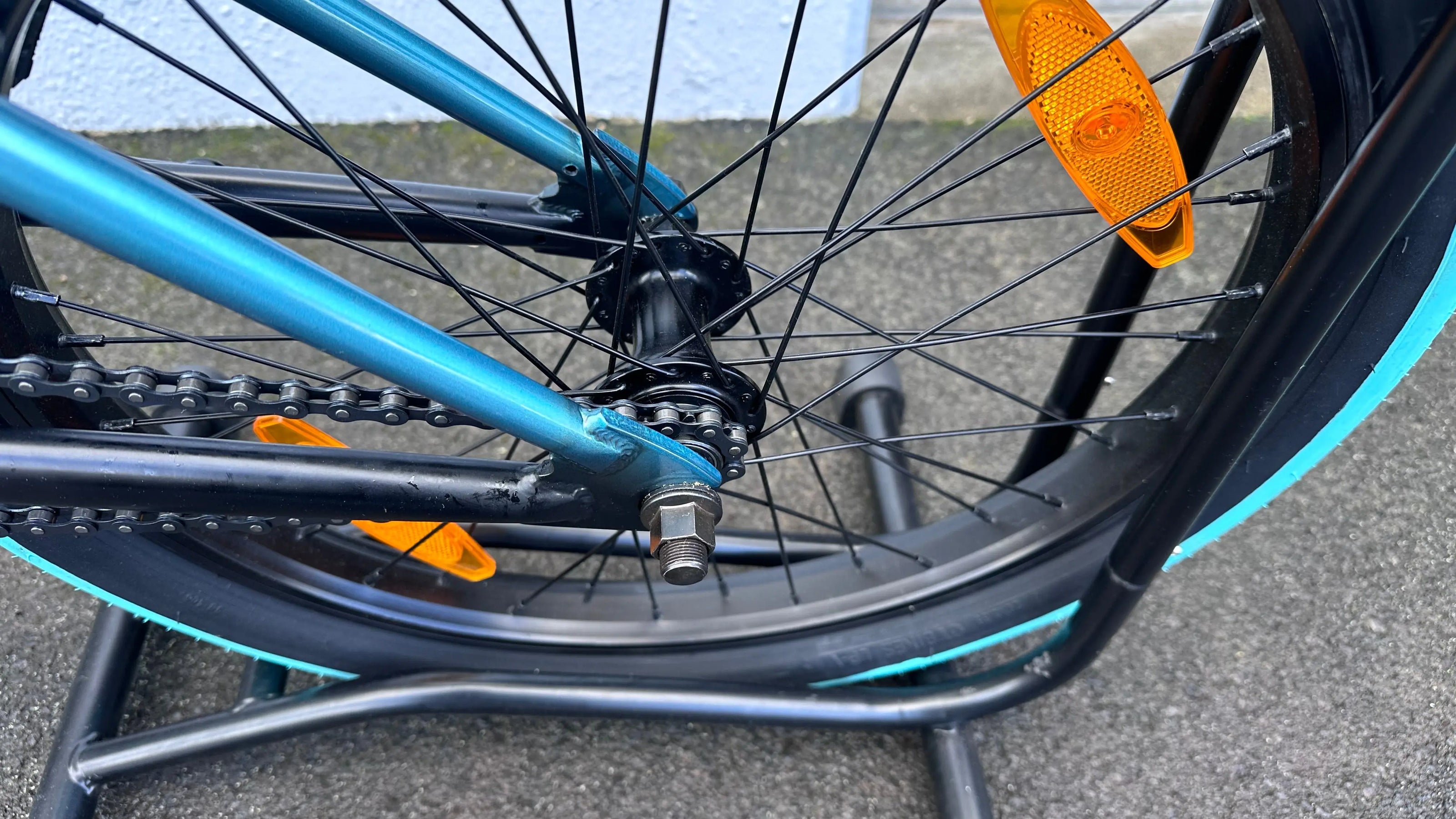 AB Bikes BMX GT Team Mercado in mint – rear wheel view