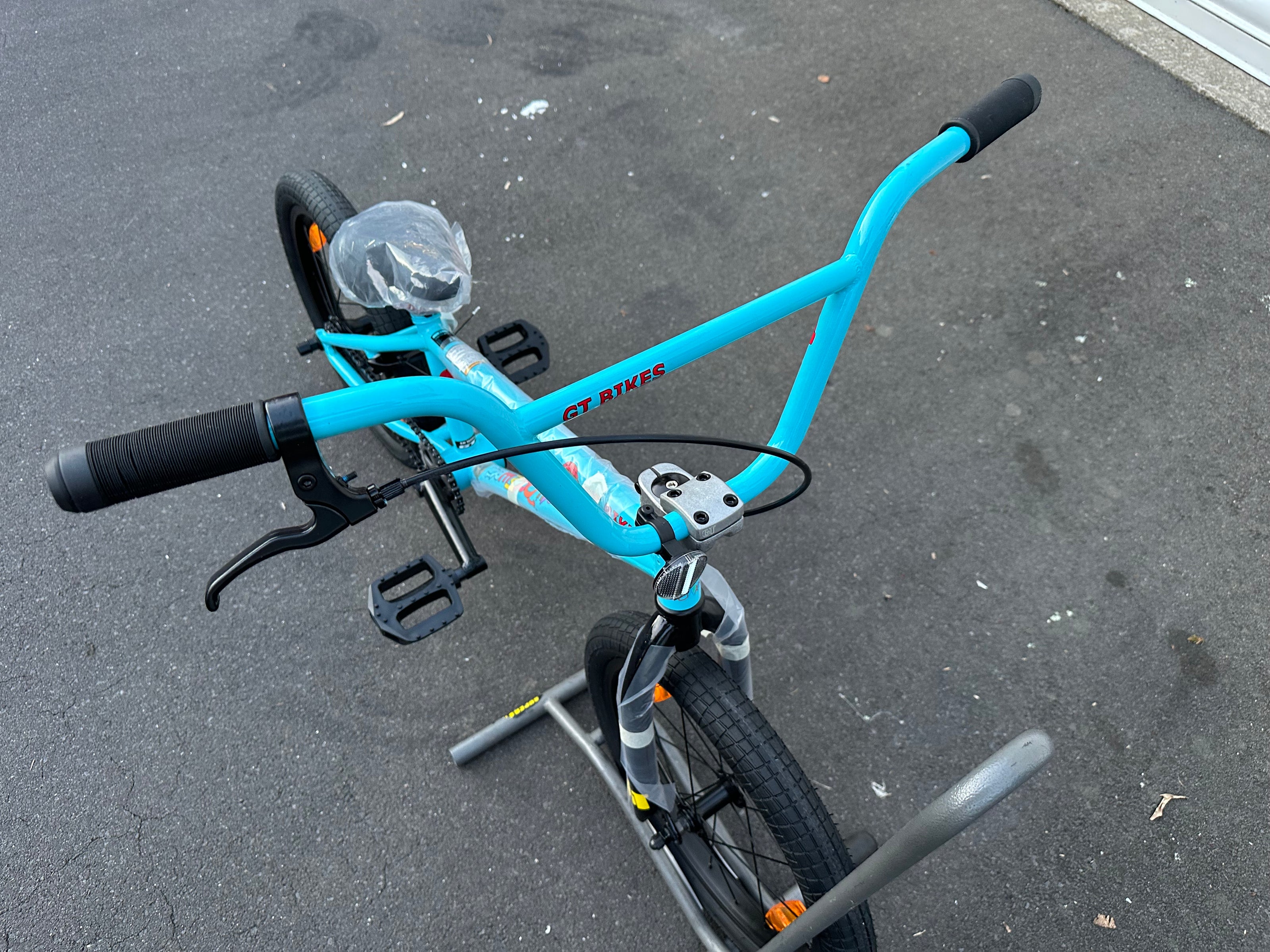 AB Bikes BMX GT JrPerformer AQU O/S in blue – front view