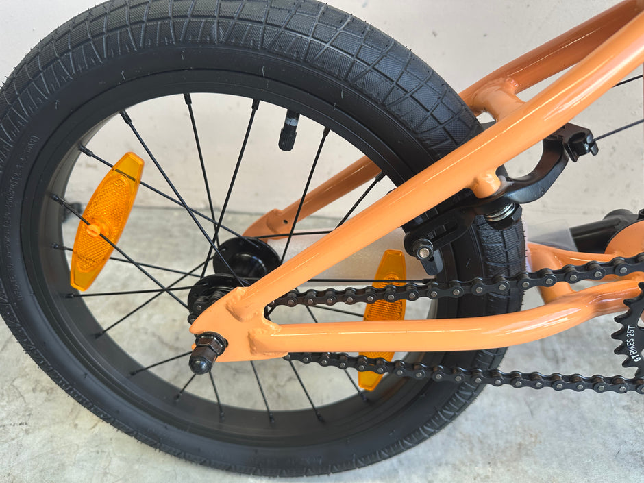 AB Bikes BMX GT Lil Performer PCH O/S in orange – rear wheel view