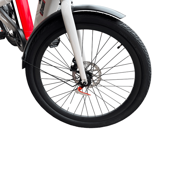 AB Bikes E-Bike NIU BQI-C3 sport in white – front wheel view