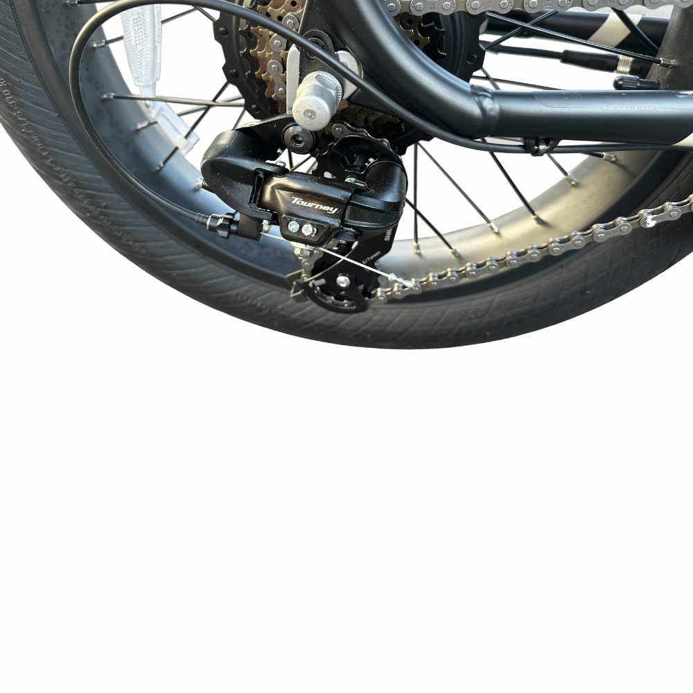 AB Bikes E-Bike NIU Utility 100 in black – rear Derailleur view