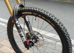 AB Bikes Mountain Bikes Norco Shore A1 in silver – front wheel view