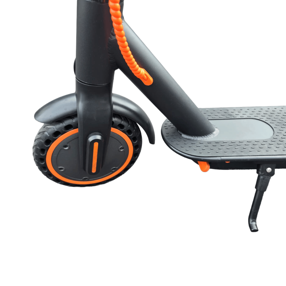 AB Bikes E-Scooter S1 Love Home in black – front wheel view