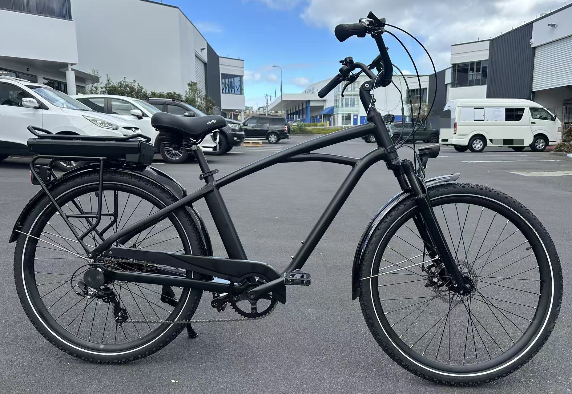 AB Bikes Electric Assist Bike Rental S2 in black – side view