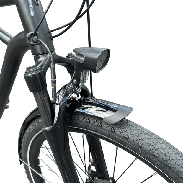 AB Bikes Electric Assist Bike S2 Dual Torque Sensor in black – bike light view