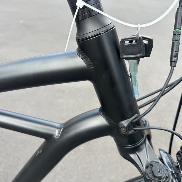 AB Bikes Electric Assist Bike S2 Dual Torque Sensor in black – head tube view