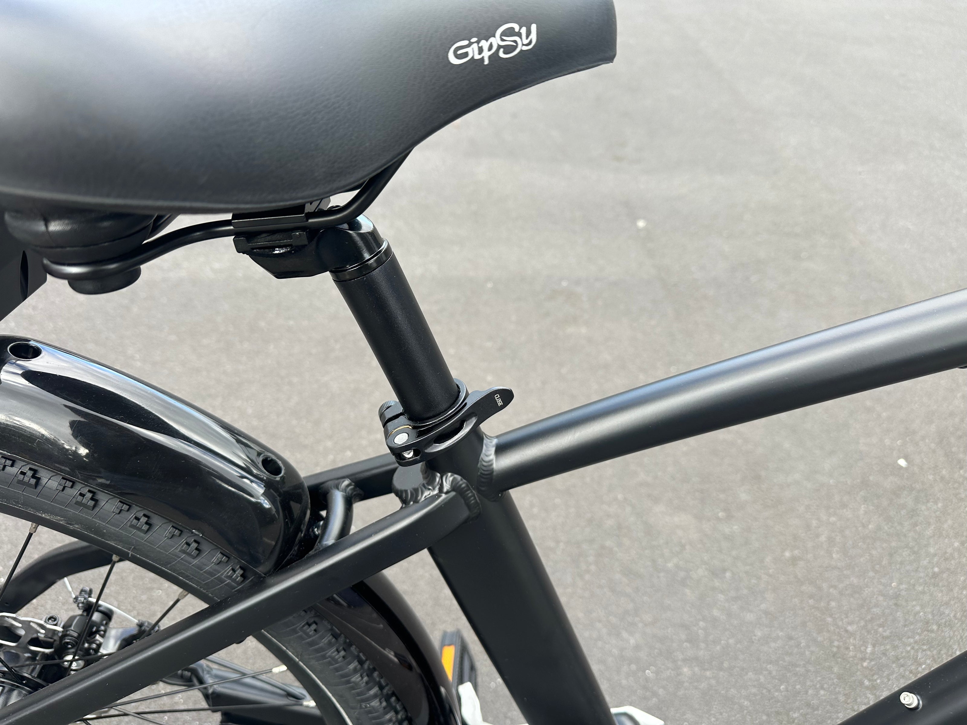 AB Bikes Electric Assist Bike S2 Dual Torque Sensor in black – seat tube view