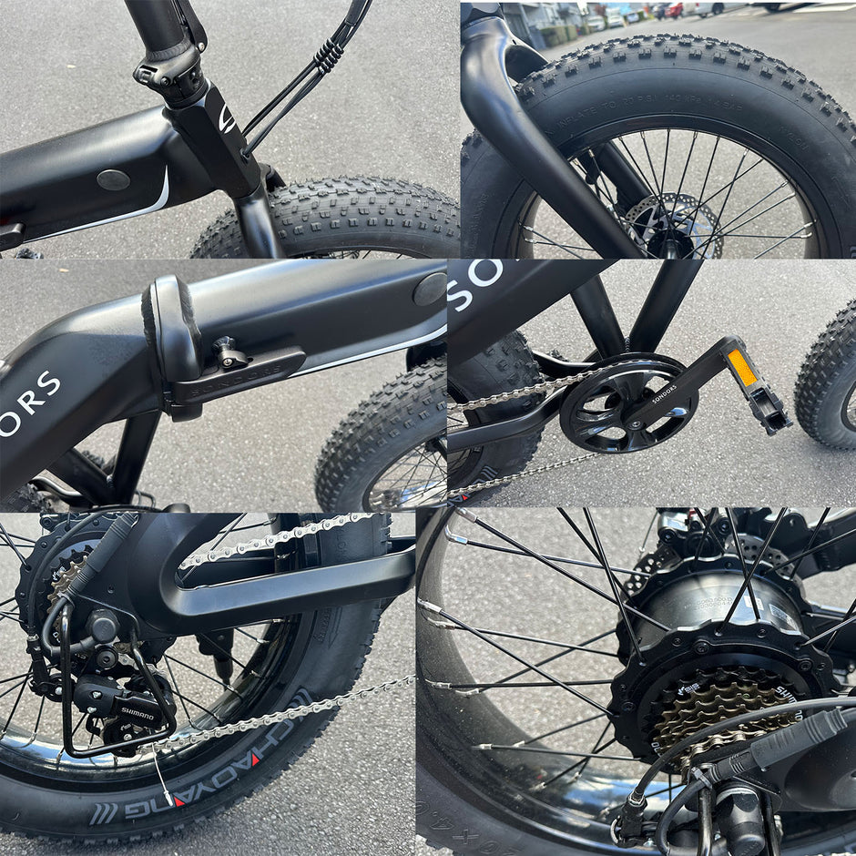 AB Bikes Electric Assist Bike SONDORS Fold X in black – bike part details view