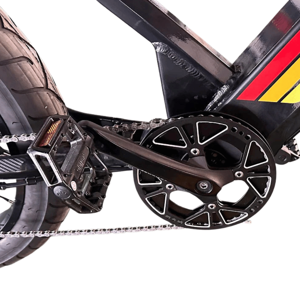 AB Bikes Electric Mountain Bike SONDORS MadMods in black – foot pedal view