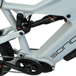 AB Bikes Electric Mountain Bike SONDORS Rockstar in gray – top tube and suspension view