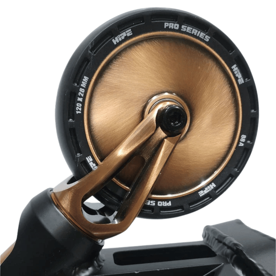 AB Bikes Scooter Hipe H9 in bronze – front wheel view