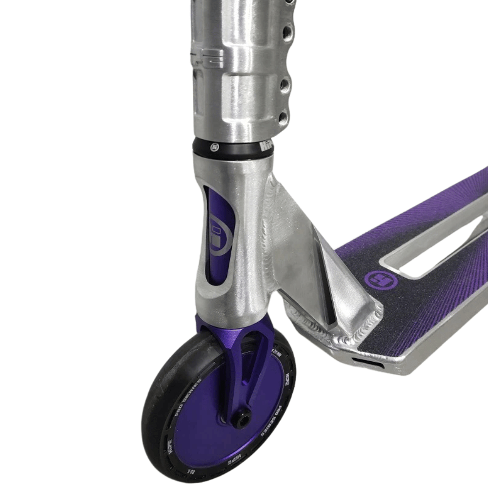 AB Bikes Scooter H9 in purple – front wheel view