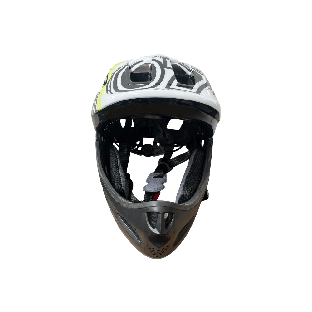 AB Bikes Accessories Xds Kids full face Helmet in green/yellow – front view
