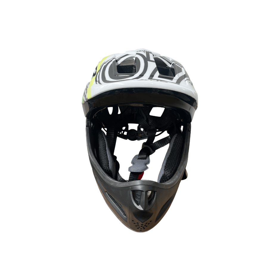 AB Bikes Accessories Xds Kids full face Helmet in green/yellow – front view