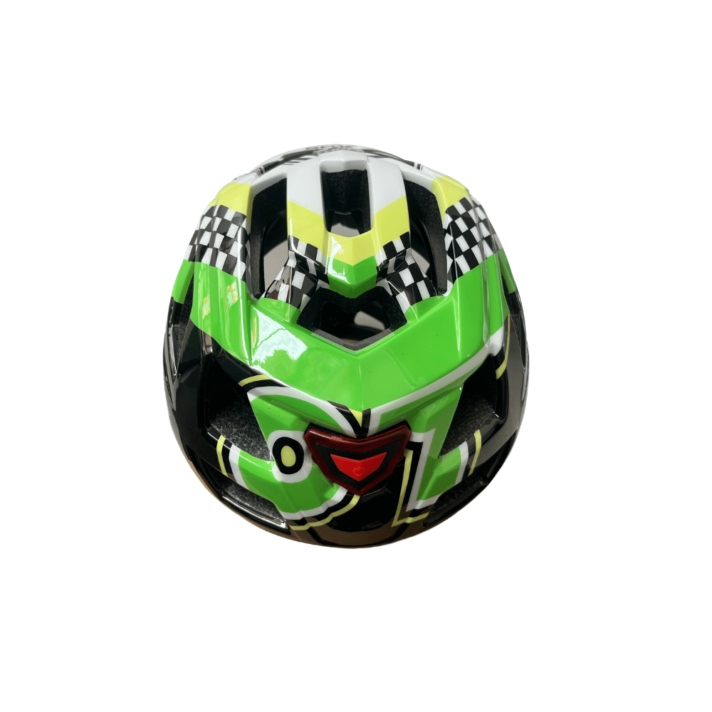 AB Bikes Accessories Xds Kids full face Helmet in green/yellow – back view