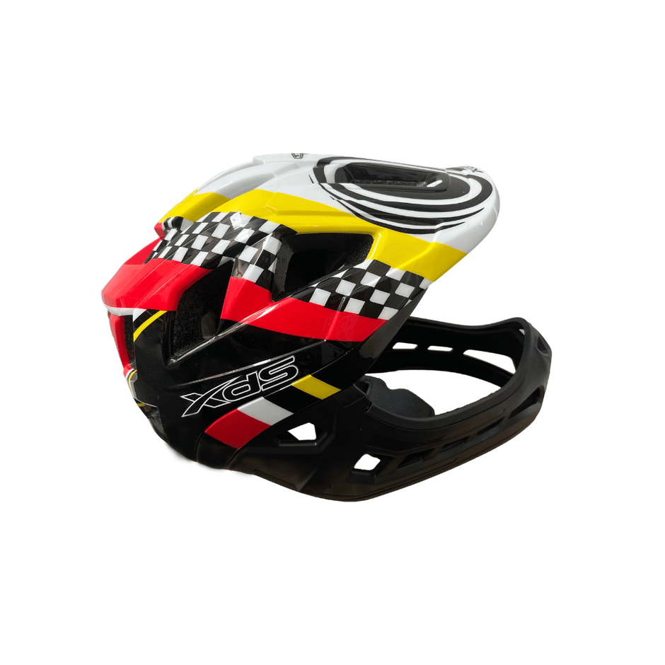 AB Bikes Accessories Xds Kids full face Helmet in red/yellow – side view