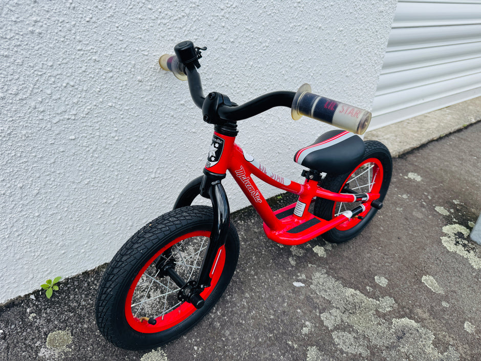 AB Bikes Kid Bike Kids Balance Bike 2 in red – front side view