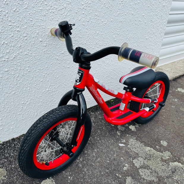 AB Bikes Kid Bike Kids Balance Bike 2 in red – front side view