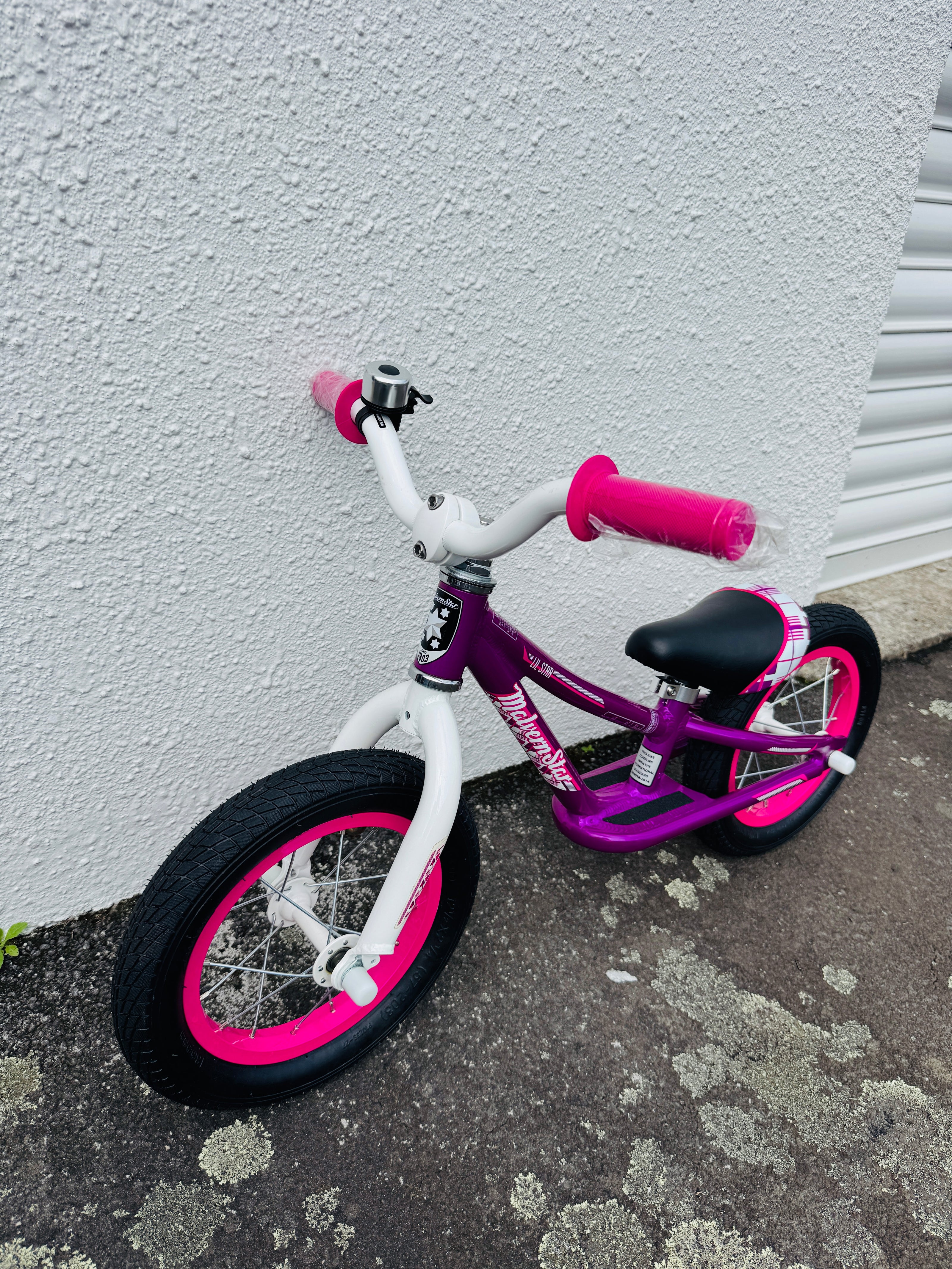 AB Bikes Kid Bike Kids Balance Bike 2 in purple – front side view