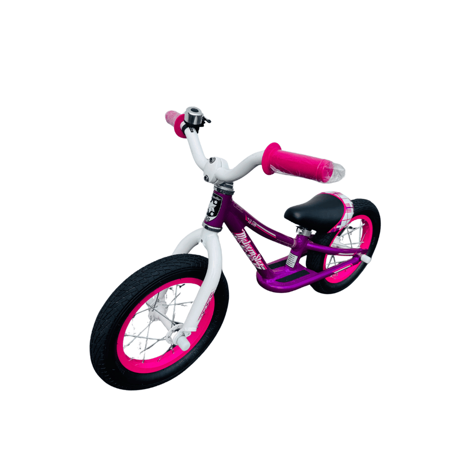 AB Bikes Kid Bike Kids Balance Bike 2 in purple – front side view