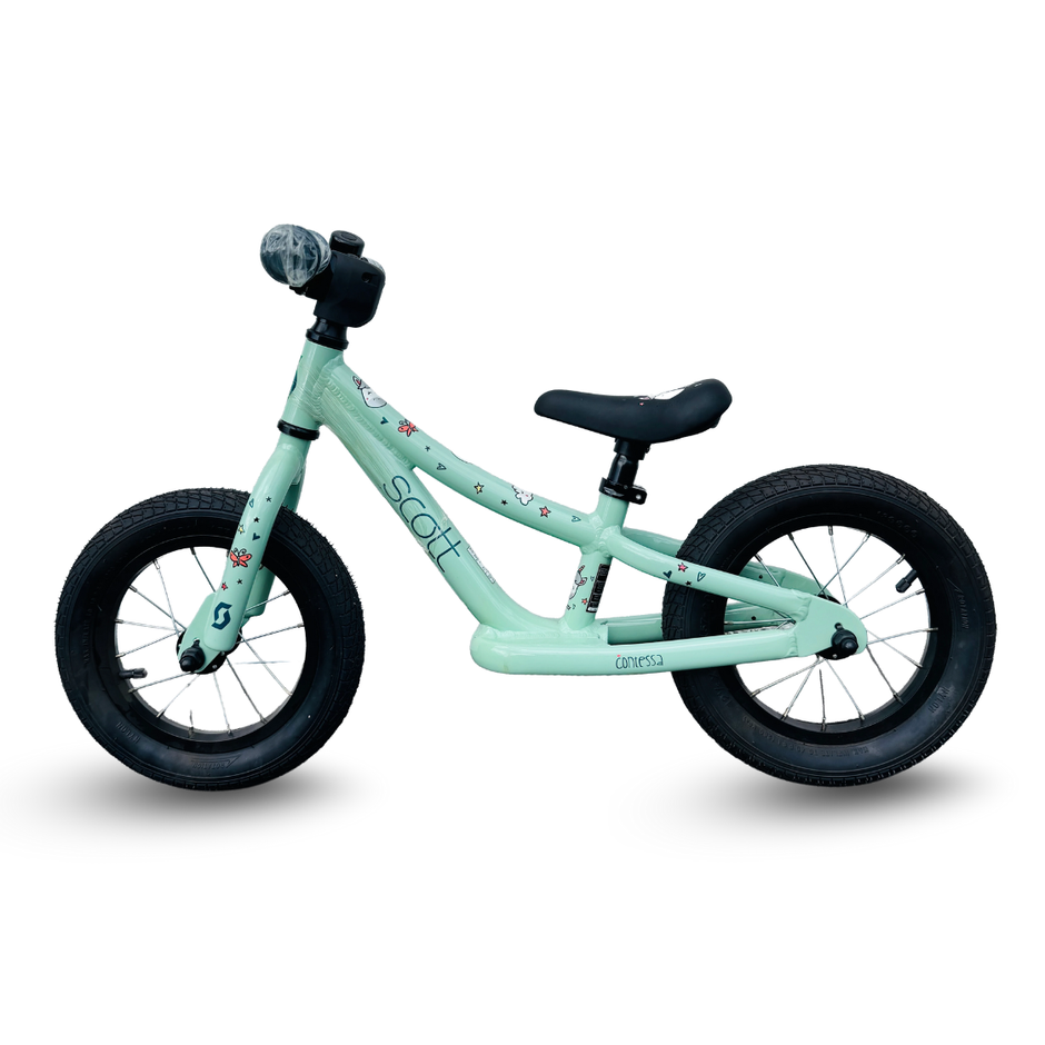 AB Bikes Kid Bike Kids Balance Bike 2 in green – side view