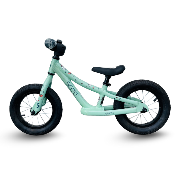 AB Bikes Kid Bike Kids Balance Bike 2 in green – side view